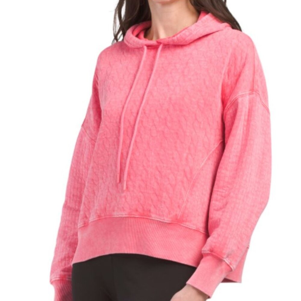 NWT HARMONY & BALANCE Oversized Cotton Washed Jacquard Hoodie Size XS - Picture 5 of 16